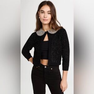 NWT Alice + Olivia Akira Embellishment Peter Pan Collar Cardigan Sweater XS